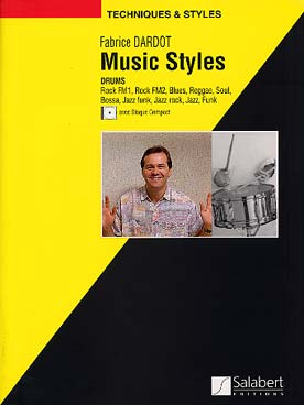 Illustration de Music Styles pour percussion, avec CD : jazz, funk, soul, bossa, rock, reggae..