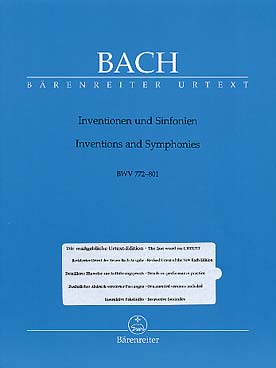Illustration de Inventions à 2 et 3 voix BWV 772-801 - éd. Bärenreiter sans doigtés