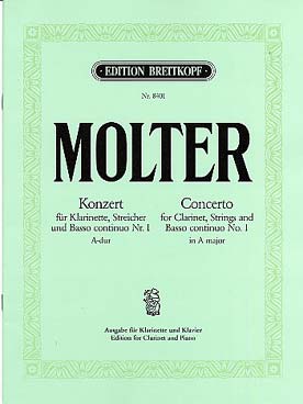 Illustration de Concerto N° 1 en la M pour clarinette et orchestre, réduction piano Becker/Obst pour clarinette en ré et en la