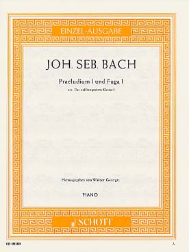 Illustration de Prélude et fugue N° 1 BWV 846 en do M du clavecin bien tempéré - éd. Schott Mainz