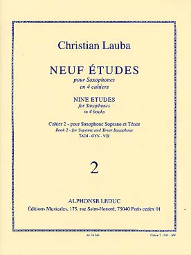 Illustration de 9 Études - Vol. 2 : saxophone soprano et ténor