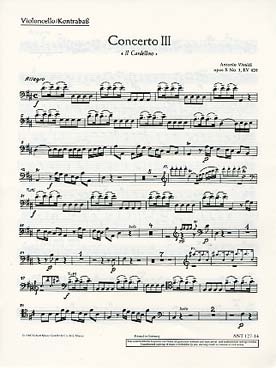 Illustration vivaldi concerto op. 10/3 cello/basse