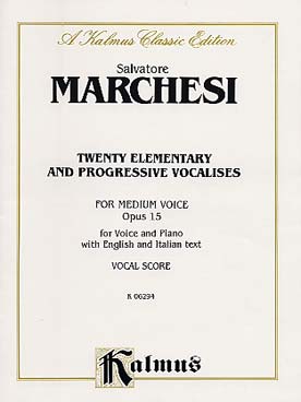 Illustration de 20 Vocalises élémentaires et progressives op. 15 voix moyenne