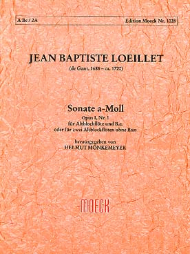 Illustration de Sonate op. 1/1 en la m pour flûte à bec alto et basse continue ou 2 flûtes à bec sans basse