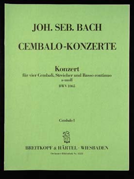 Illustration de Concerto BWV 1065 en la m pour 4 clavecins et cordes Partie de clavecin solo 1er 
