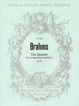 Illustration de 4 Quartette op. 92 pour 4 voix et piano - Conducteur
