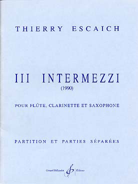 Illustration de 3 Intermezzi pour flûte, clarinette et saxophone baryton (C + P)