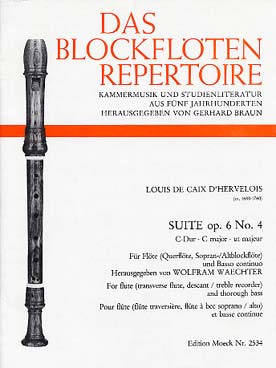 Illustration de Suite en do M op. 6 N° 4 pour flûte à bec alto et basse continue