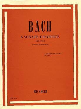 Illustration de 6 Sonates et partitas BWV 1001 à 1006 pour violon, tr. pour alto - éd. Ricordi (tr. Bennici)