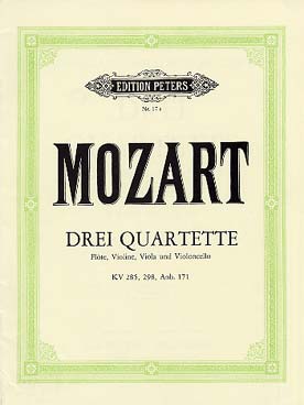 Illustration de 3 Quatuors pour flûte, violon, alto et violoncelle : K 285 en ré M, K 298 en la M, K 285 b en ut M