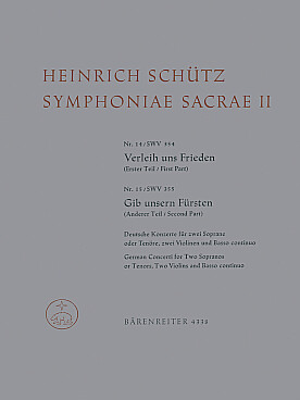 Illustration de Symphonies sacrées II SWV 354-355 pour 2 sopranos ou ténors solos, 2 violons et basse continue (C + P)