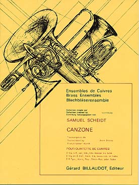 Illustration de Canzone pour 2 trompettes, cor, trombone et trombone basse ou tuba (tr. Douay)