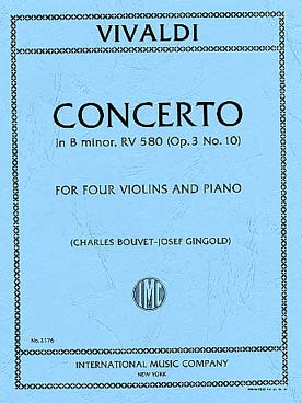 Illustration de Concerto op. 3 "L'Estro armonico" N° 10 RV 580 en si m pour 4 violons et piano