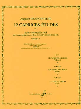 Illustration de 12 Caprices études op. 7 pour violoncelle seul avec accompagnement d'un second violoncelle ad libitum - Vol. 1