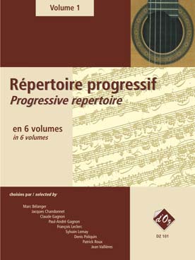 Illustration de RÉPERTOIRE PROGRESSIF pour la guitare : œuvres du 16e au 20e siècle, solos et duos professeur/élève - Vol. 1