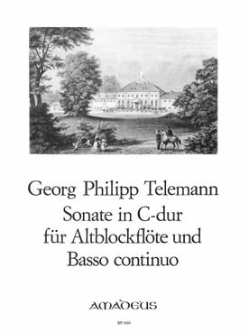 Illustration telemann sonate en do maj pour flute bec
