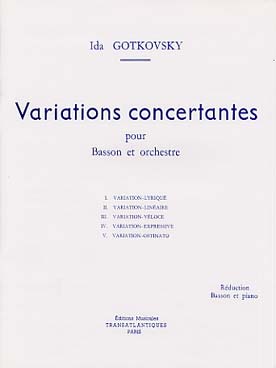 Illustration de Variations concertantes pour basson et orchestre réd. piano