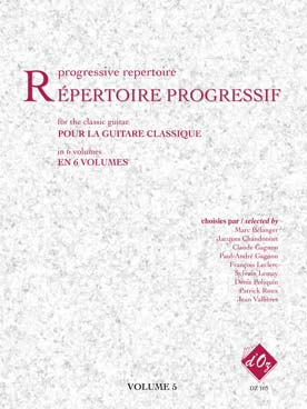 Illustration de RÉPERTOIRE PROGRESSIF pour la guitare : œuvres du 16e au 20e siècle, solos et duos professeur/élève - Vol. 5