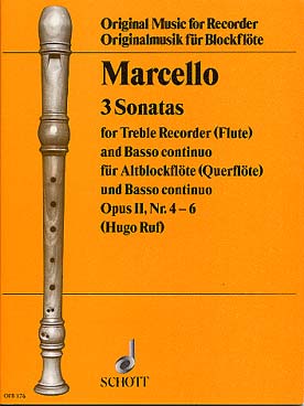 Illustration de Sonates op. 2 pour flûte à bec alto (ou flûte traversière) et basse continue - éd. Schott Mainz Vol. 2 : N° 4 à 6