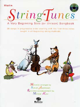 Illustration de STRING TUNES : 36 airs très faciles avec play-along à télécharger, a very beginning solo songbook  