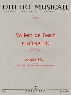 Illustration de 6 Sonates op. 6 pour flûte à bec alto - N° 1 en fa M