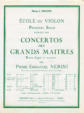 Illustration de 1er Solo du Concerto N° 20 en ré M - éd. Combre, rév. Nérini
