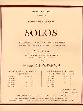 Illustration de Solos élémentaires et progressifs - 1er Solo op. 69/1 (1re position)