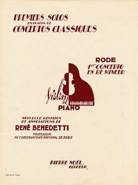 Illustration de 1er Solo du Concerto N° 1 en ré m - éd. Combre, rév. Benedetti