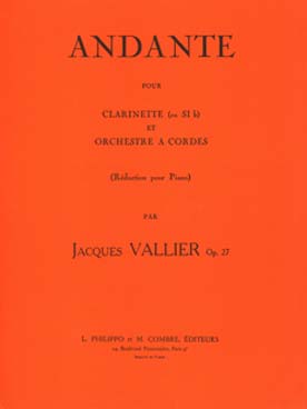 Illustration de Andante pour clarinette et orchestre à cordes, réduction piano