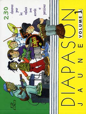 Illustration de DIAPASON : recueils de chants avec accords de guitare (répertoire scout) - Diapason jaune Vol. 1 : 420 chansons pour enfants