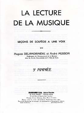 Illustration de Lecture de la musique, leçons de solfège à 1 voix - 3e année