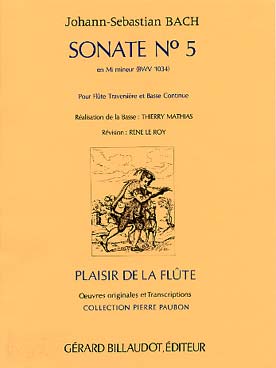 Illustration de Sonate BWV 1034 N° 5 en mi m - éd. Billaudot, rév. Le Roy/Mathias