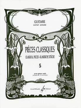 Illustration de PIÈCES CLASSIQUES pour guitare choisies et révisées par Louis LAUTREC - Vol. 5 : assez difficile
