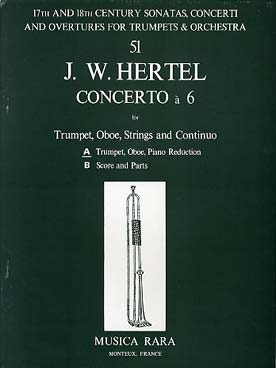 Illustration de Concerto à 6 pour trompette, hautbois, cordes et basse continue, réd. trompette, hautbois et piano