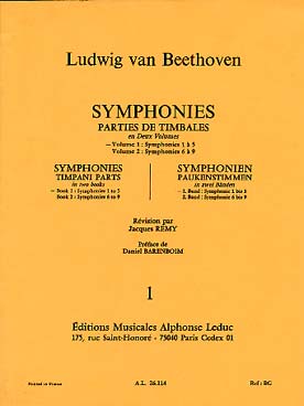 Illustration de Symphonies : parties de timbales - Vol. 1 : symphonies N° 1 à 5