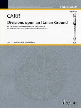 Illustration de Divisions upon an Italian Ground pour flûte à bec alto et basse continue