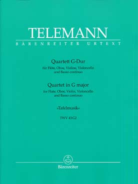 Illustration de Quatuor en sol M TWV 43:G2 pour flûte hautbois, violon, violoncelle et basse continue