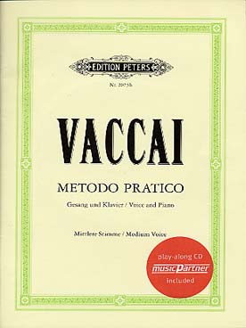 Illustration de Méthode pratique de chant italien - éd. Peters voix moyenne avec CD d'accompagnement