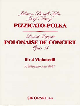 Illustration de Pizzicato polka op. 14 pour 4  violoncelles (tr. Van Eck)