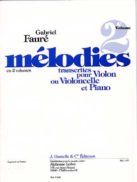 Illustration de Mélodies transcrites pour violon ou violoncelle et piano - Vol. 2 : Clair de lune - En prière - Sérénade toscane