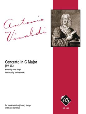 Illustration de Concerto RV 532 sol M pour 2 mandolines (2 guitares), cordes et basse continue (violoncelle et clavecin)