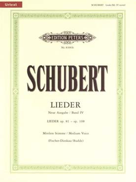Illustration de Lieder Vol. 4 op. 81, 83, 85-88, 92, 93, 95-98, 101, 105, 106, 108 voix moyenne