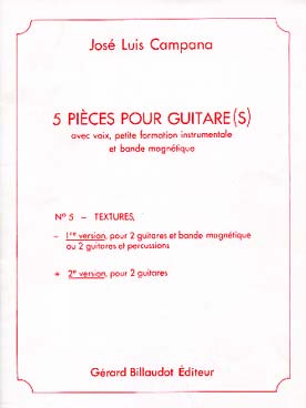 Illustration de 5 Pièces pour guitare & bande magnétique - N° 5 (version 2) : textures pour 2 guitares sans bande