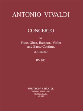Illustration de Concerto RV 107 en sol m pour flûte, hautbois, basson, violon et basse continue
