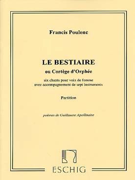 Illustration de Le Bestiaire ou le cortège d'Orphée pour voix de femmes, clarinette, basson et quatuor à cordes - Conducteur
