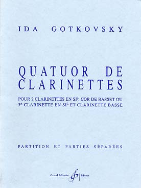 Illustration de Quatuor de clarinettes pour 2 clar. si b, cor de basset ou 3e clar. si b, et clar. basse (C + P)