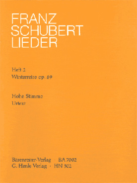 Illustration de Lieder (co-édition Henle/Bärenreiter) - Vol. 2h : Le Voyage d'hiver op. 89 D 911 (voix haute)