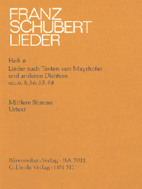 Illustration de Lieder (co-édition Henle/Bärenreiter) - Vol. 6 (voix moyenne)