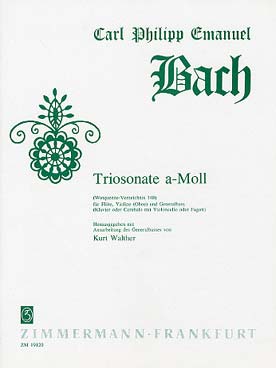 Illustration de Triosonate Wq 148 en la m pour flûte, violon et basse continue