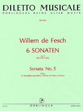 Illustration de 6 Sonates op. 6 pour flûte à bec alto - N° 5 en si b M